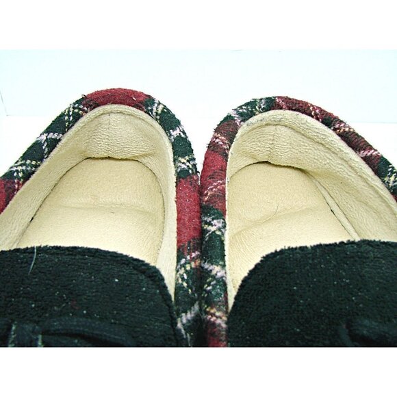 Mens Slippers Black With Plaid Trim Fleece Lined Hard Bottom Sz Large Unbranded - Picture 12 of 12